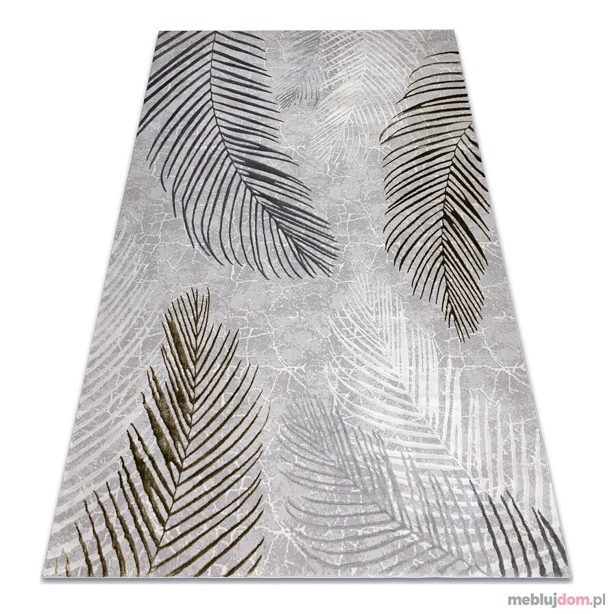 Dywan ALLURE 8752 Liście Palmy - Strukturalny, stylowy, glamour szary / złoty