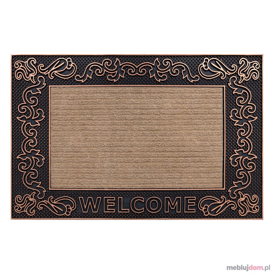 Wycieraczka BH 219W Welcome, antypoślizgowa, zewnętrzna, wewnętrzna, na gumie - brązowy