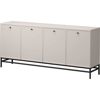 Komoda LORINI 200 w odcieniu kaszmiru na stelażu z czarnymi uchwytami w formie gałek