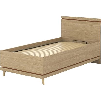 Łóżko sypialniane SCANDI 54 100x200 w odcieniu dębu olejowanego z ceglanymi wstawkami 