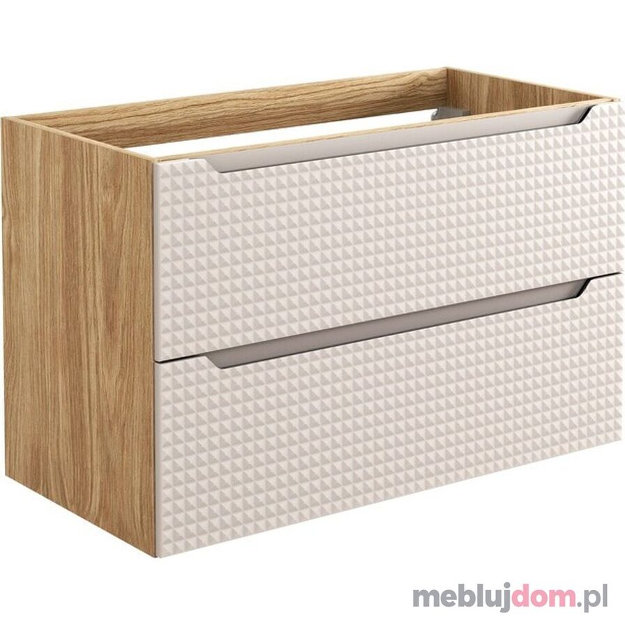 Szafka pod umywalkę LUXOR BEIGE 82-90-2S w odcieniu beżowym i dębu olejowanego