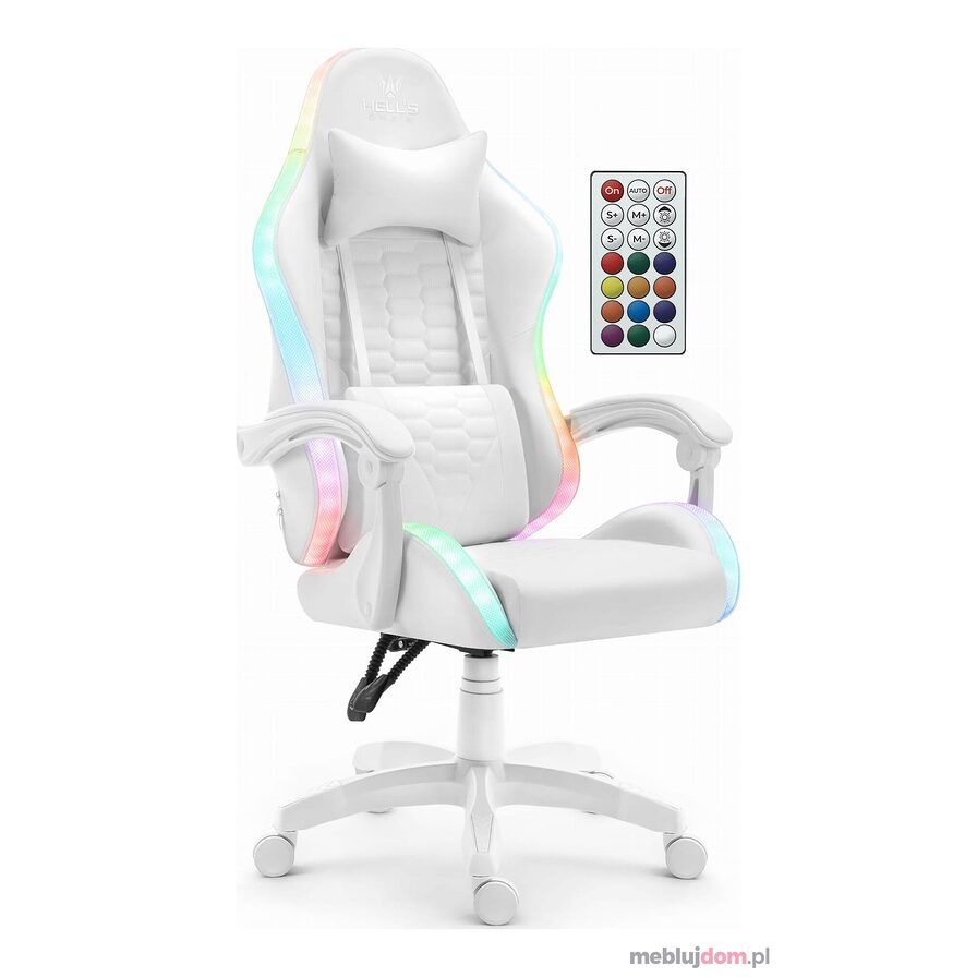 Fotel gamingowy HC-1000 LED Ekoskóra White