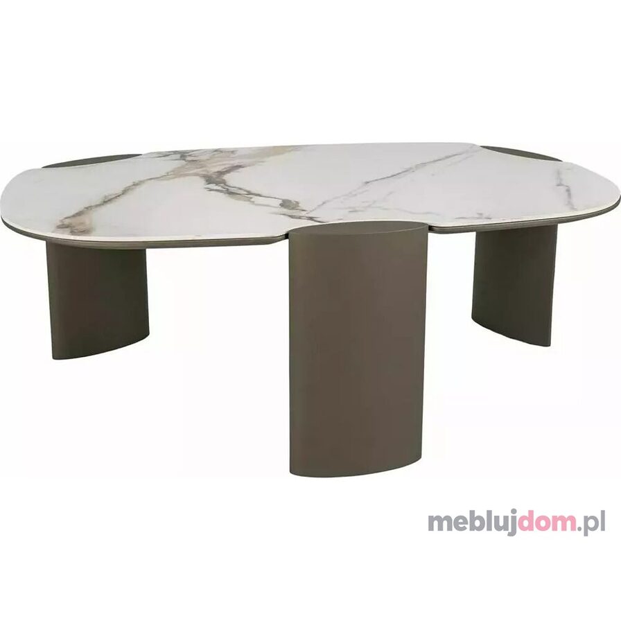 Ława ADORO B CERAMIC Signal w odcieniu biały połysk amber bianco na metalowych miedzianych nogach