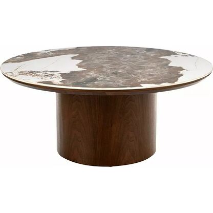 Ława RONDO CERAMIC Signal w odcieniu biały połysk pandoro na orzechowej podstawie 