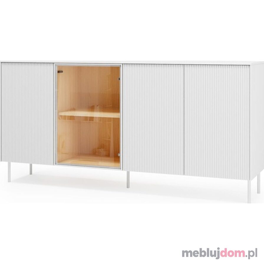 Komoda LIBA LB-04 z oświetleniem w odcieniu biały jedwab + dąb vincenza