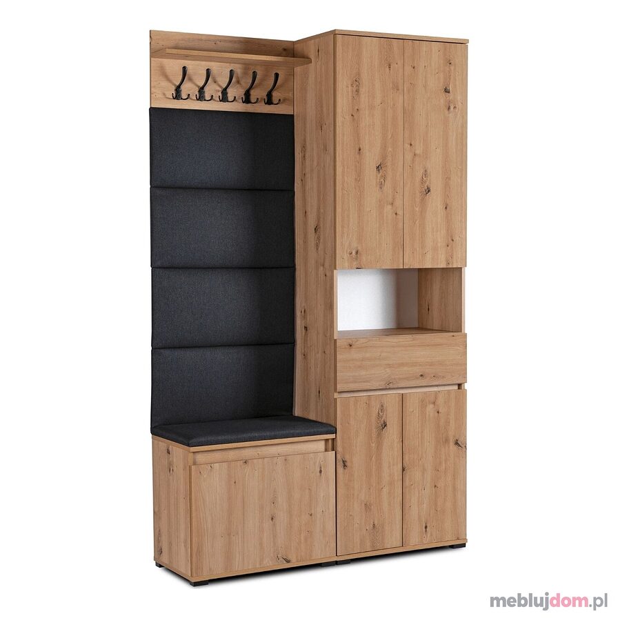 Zestaw do przedpokoju MODENA 120 cm wieszak, szafka na buty dąb artisan