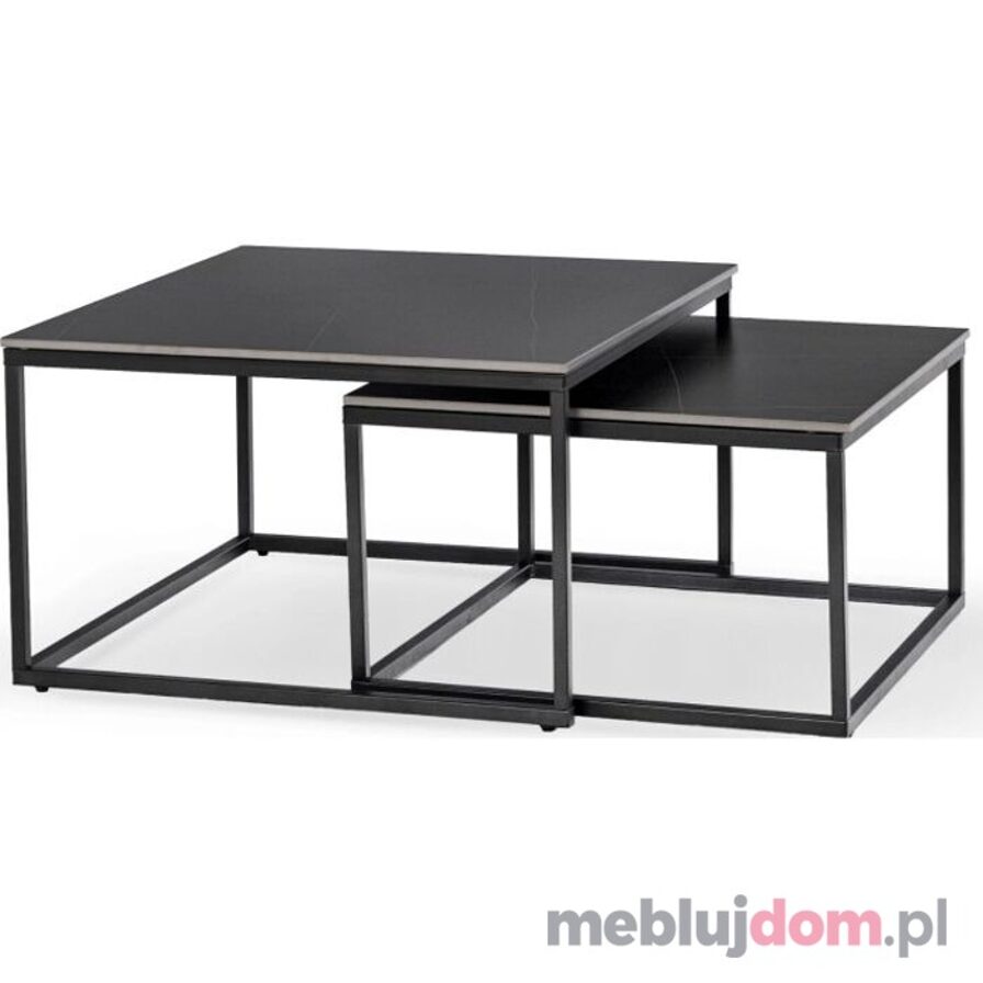 Zestaw stolików TENOR BLACK w odcieniu czarnego marmuru na czarnej podstawie