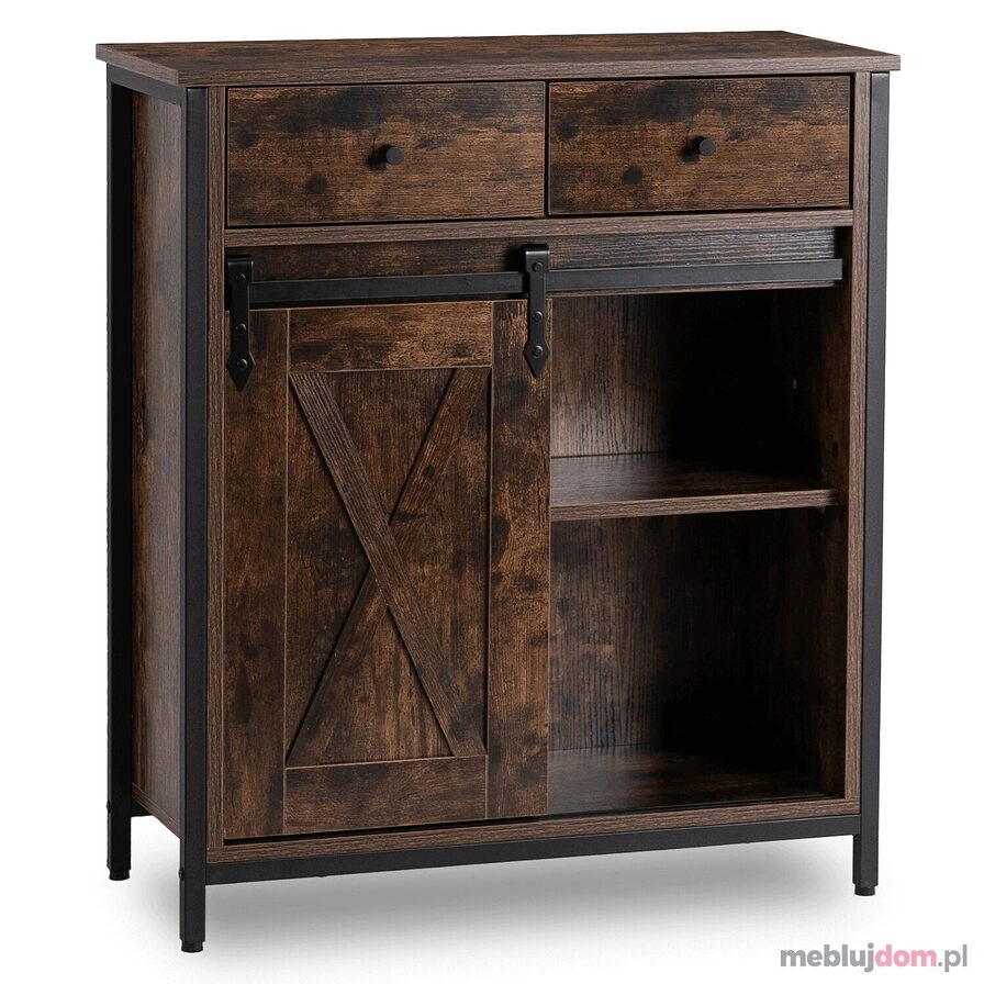 Komoda z Szufladami COLE 70 cm Dąb Rustykalny/Czarny