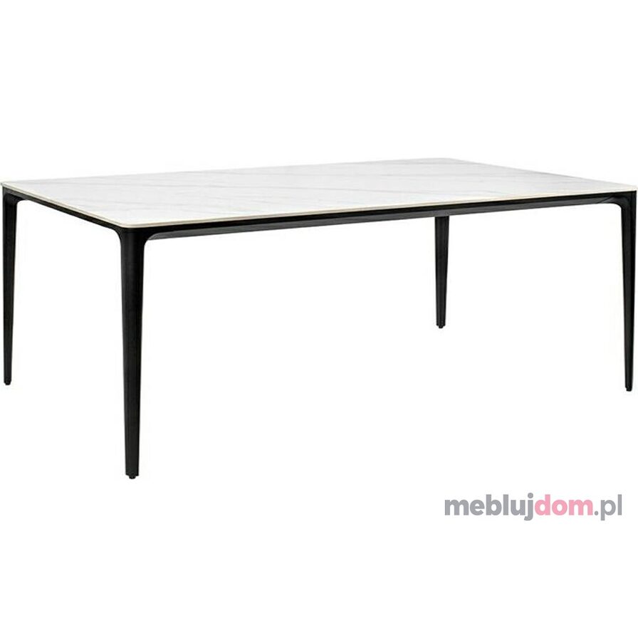 Stół SLIM 180x90 biały czarny - ceramiczny marmur aluminium