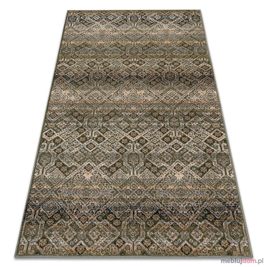 Dywan wełniany NAIN Ornament, kwiaty 1044/51058 zielony / beż