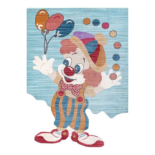 Dywan dziecięcy TOYS 75328 Clown dla dzieci - nowoczesny, nieregularny kształt granat - turkus / czerwony fuksja