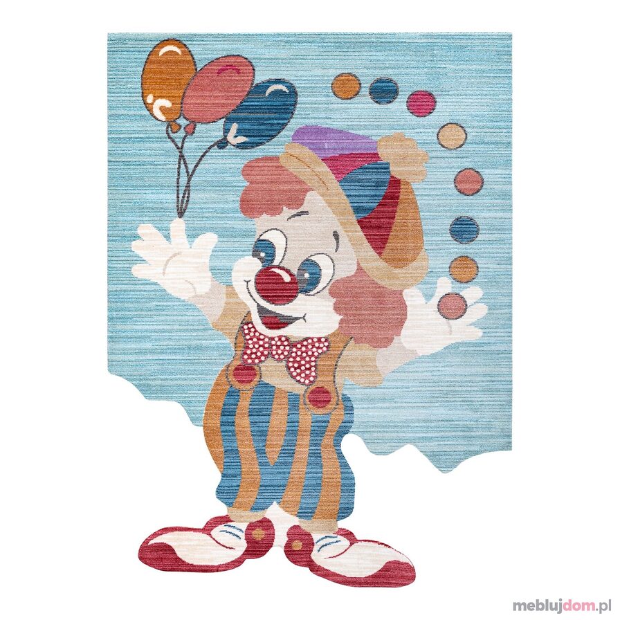 Dywan dziecięcy TOYS 75328 Clown dla dzieci - nowoczesny, nieregularny kształt granat - turkus / czerwony fuksja