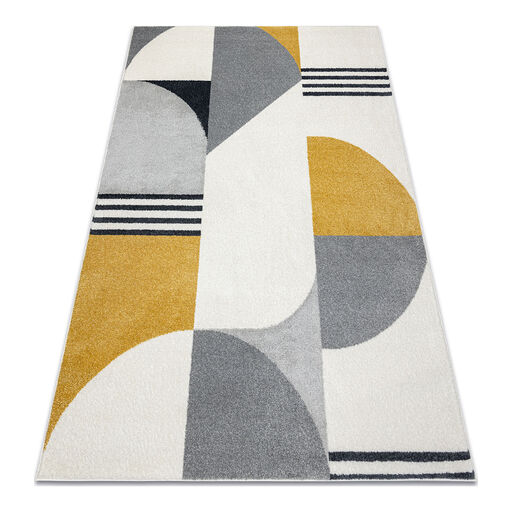 Dywan FUSION 1327 biały / ciemny szary / złoty - Geometryczny, nowoczesny, abstrakcyjny