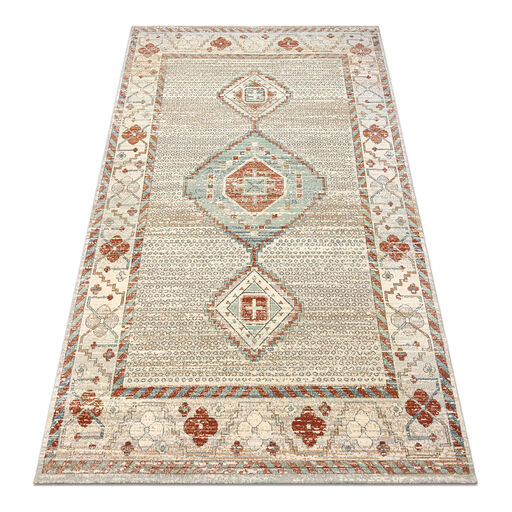 Dywan SOHO 477.11.LA100 wełniany OSTA - Boho, ramka naturalny beż / terakota