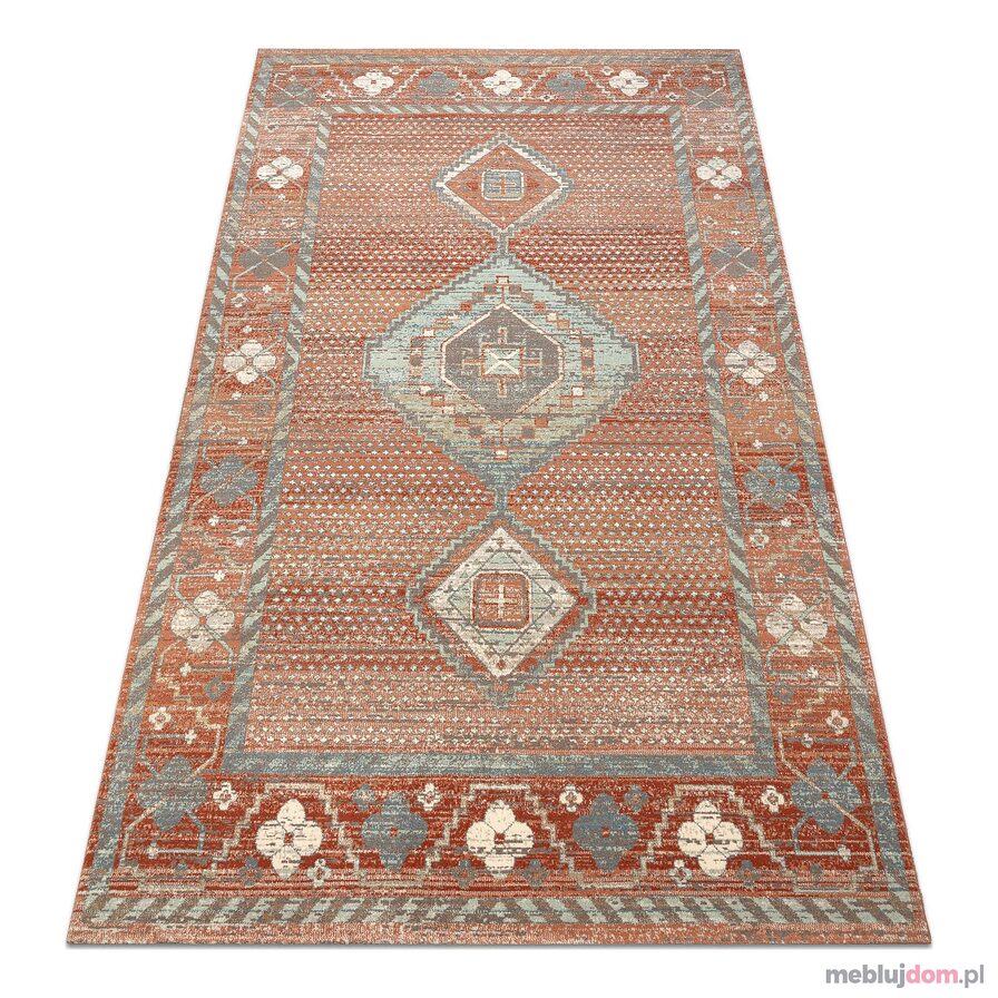 Dywan SOHO 477.11.LA000 wełniany OSTA - Boho, ramka naturalny terakota / szary