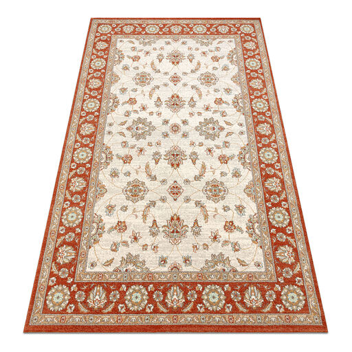 Dywan SOHO 477.15.LA103 wełniany OSTA - Ornament, ramka naturalny beż / terakota