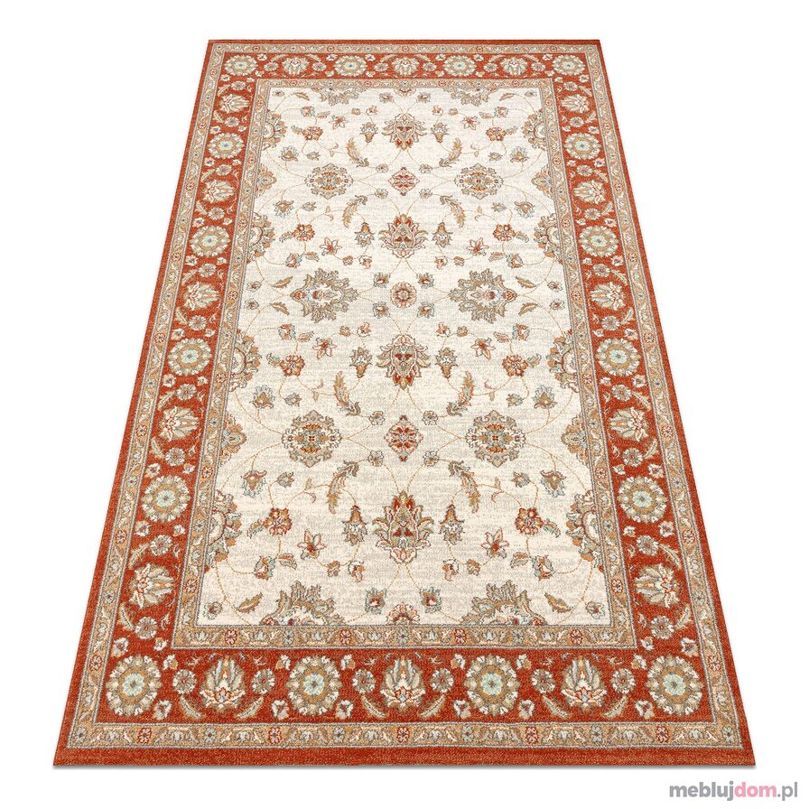 Dywan SOHO 477.15.LA103 wełniany OSTA - Ornament, ramka naturalny beż / terakota