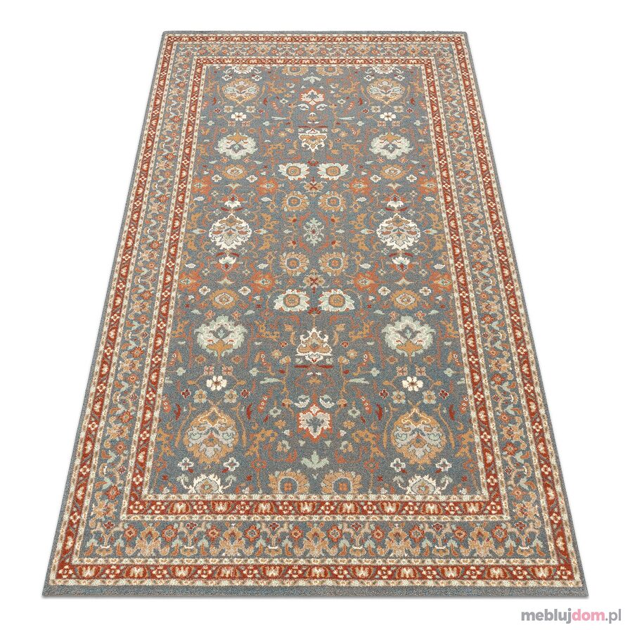 Dywan SOHO 477.26.LA500 wełniany OSTA - Ornament, ramka naturalny niebieski / terakota