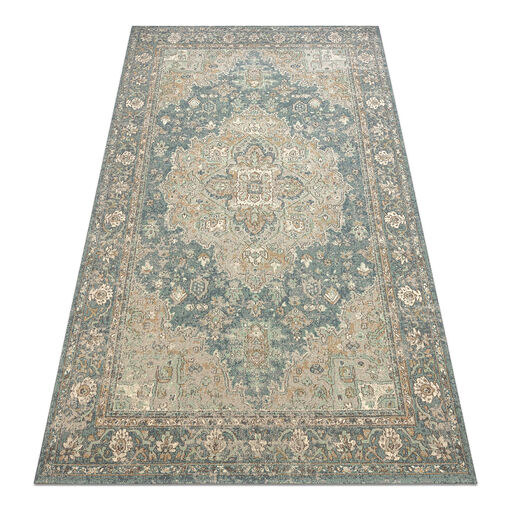 Dywan SOHO 477.01.LA502 wełniany OSTA - Ornament, rozeta naturalny zielony / niebieski