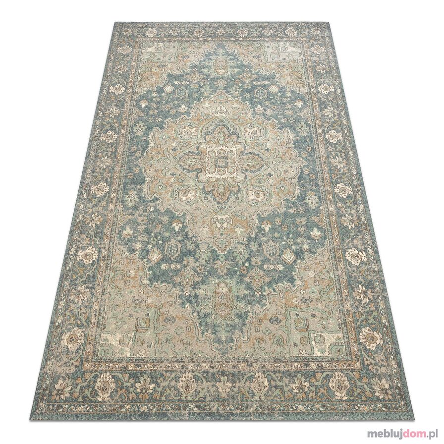 Dywan SOHO 477.01.LA502 wełniany OSTA - Ornament, rozeta naturalny zielony / niebieski