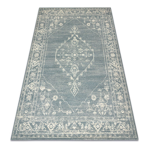 Dywan ABBY 486.10.LA500 wełniany OSTA - Ornament, ramka klasyczny niebieski / beż