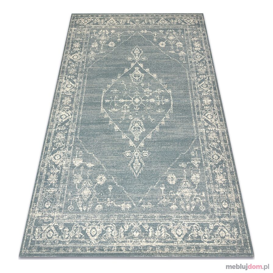 Dywan ABBY 486.10.LA500 wełniany OSTA - Ornament, ramka klasyczny niebieski / beż
