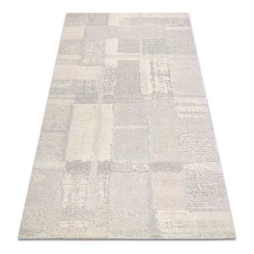 Dywan FLUX 461.43.AE110 wełniany OSTA - Geometryczny, strukturalny, loftowy krem / szary