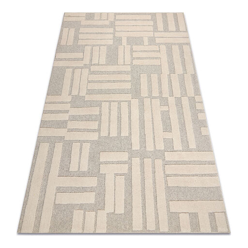 Dywan FLUX 461.95.AE110 wełniany OSTA - Geometryczny, strukturalny, loftowy krem / beż