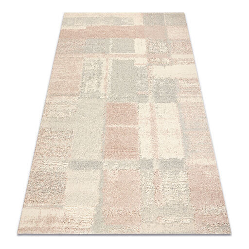 Dywan FLUX 461.43.AE200 wełniany OSTA - Geometryczny, strukturalny, loftowy krem / różowy