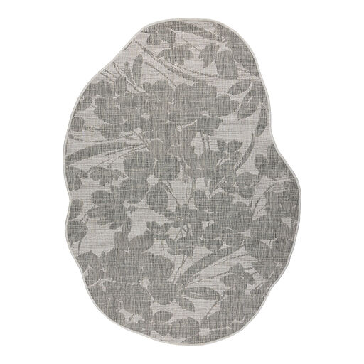 Dywan ORGANIC 2735 sizal Kwiaty ecru / szary - naturalny, nowoczesny nieregularny kształt