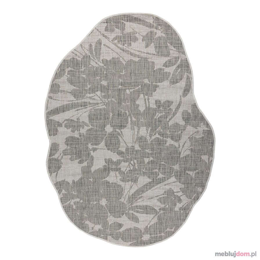 Dywan ORGANIC 2735 sizal Kwiaty ecru / szary - naturalny, nowoczesny nieregularny kształt