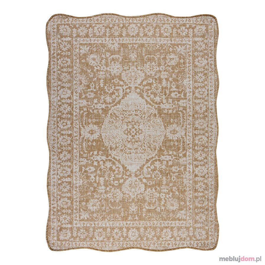 Dywan ORGANIC 2762 sizal Ornament, ramka naturalny / ecru - nowoczesny nieregularny kształt