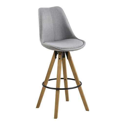 Stołek barowy Dima Melange grey/wood z drewnianymi nogami