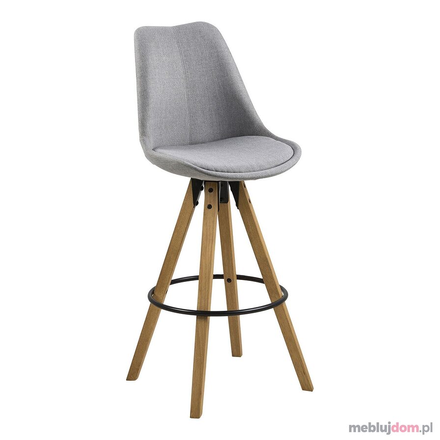 Stołek barowy Dima Melange grey/wood z drewnianymi nogami