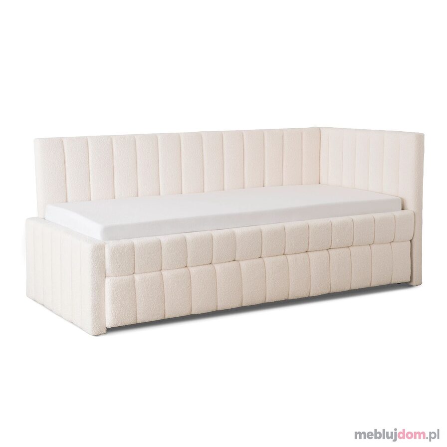 Łóżko 90x200 VILLEMO Kremowe Boucle