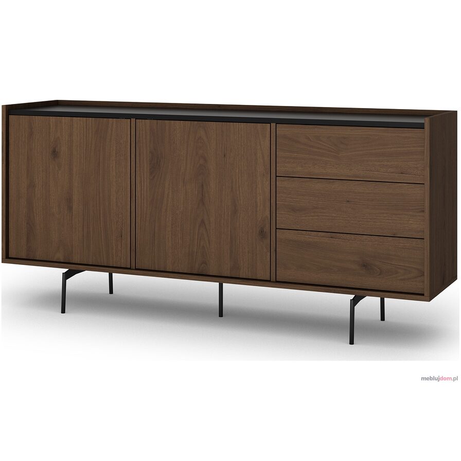 Komoda Zenar 170 cm z szufladami - orzech elegant / czarny