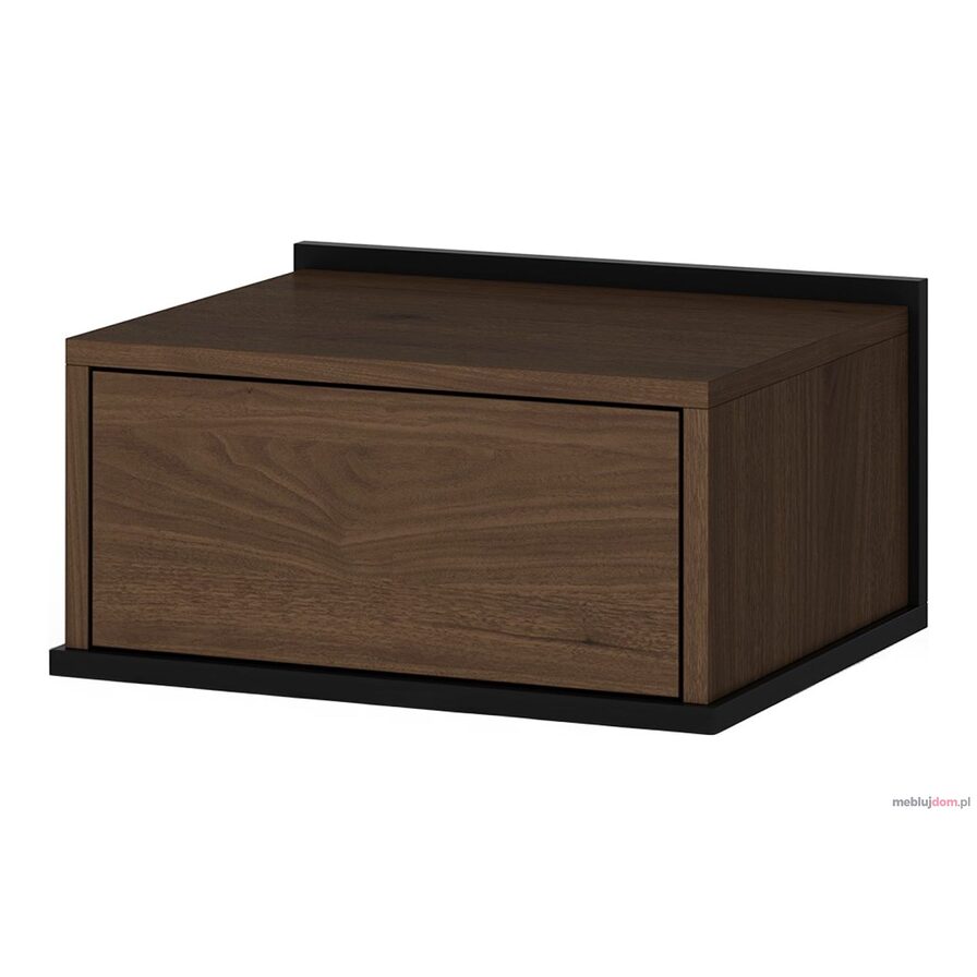 Szafka nocna wisząca Zenar z szufladą 50 cm - orzech elegant / czarny