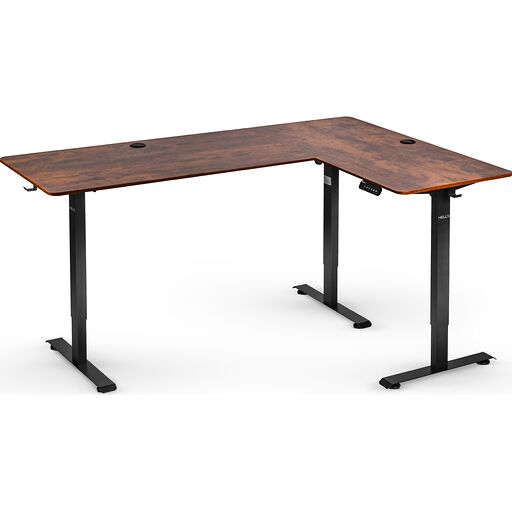 Biurko narożne elektryczne z regulacją wysokości Rustic Brown 180x120 cm
