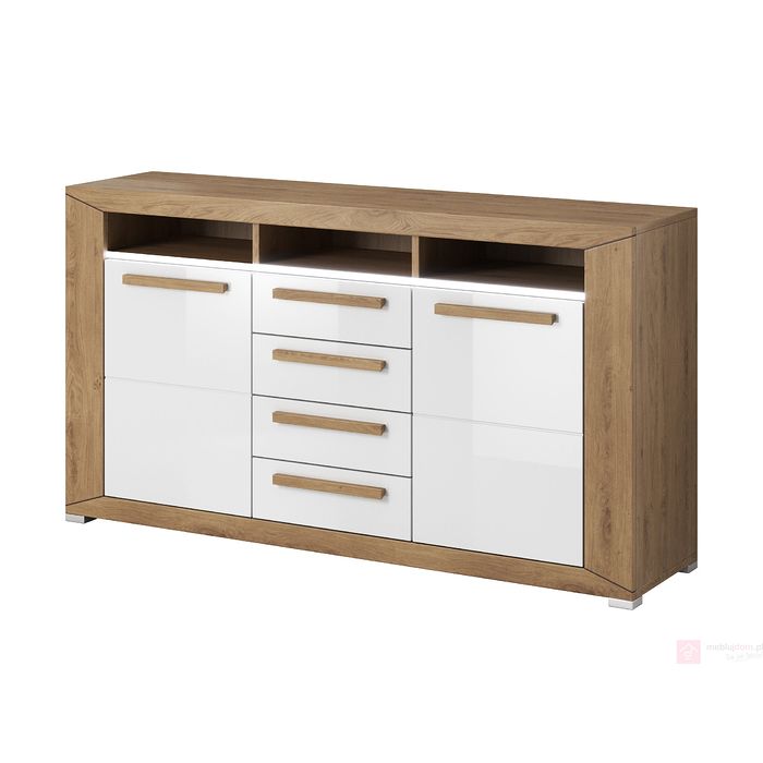 Komoda LUMI LI 25 (Dąb beaufort + biały połysk)