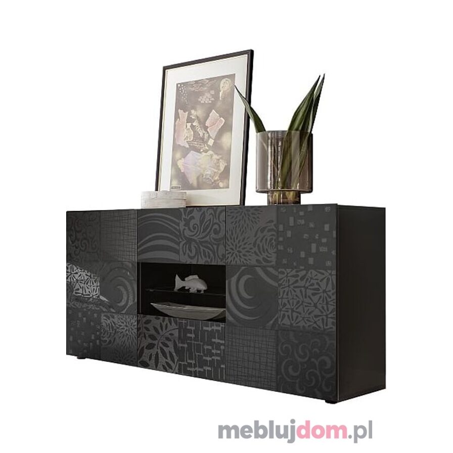 Komoda MIRO 07 2D2SZ w odcieniu antracyt połysk