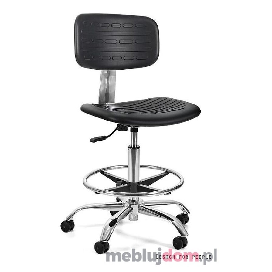 Fotel z podnóżkiem ROBIN CHROM HIGH Unique tworzywo PU
