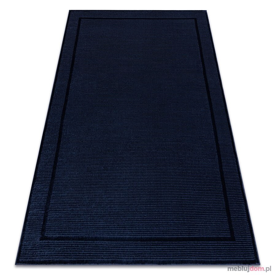 Dywan AURA J2659A ciemny niebieski - Ramka, linie strukturalny, nowoczesny