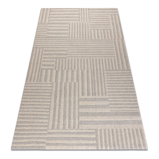 Dywan TEXTURA 488.10.LA111 wełniany OSTA - Linie, geometryczny strukturalny szary / beż