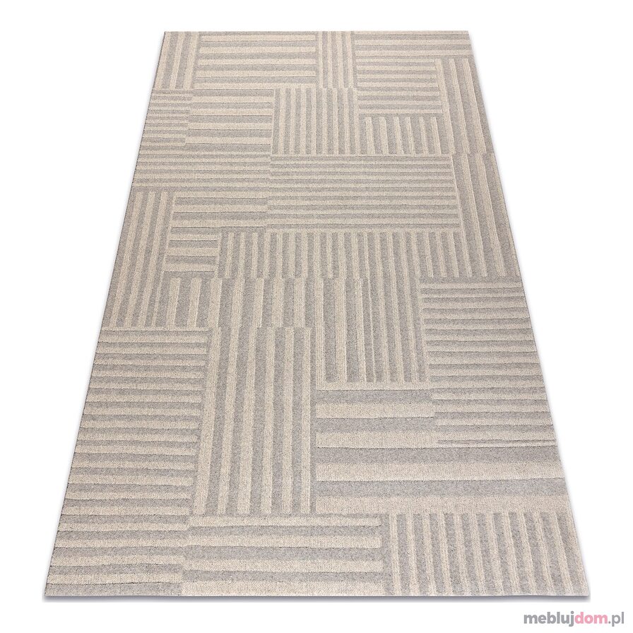 Dywan TEXTURA 488.10.LA111 wełniany OSTA - Linie, geometryczny strukturalny szary / beż