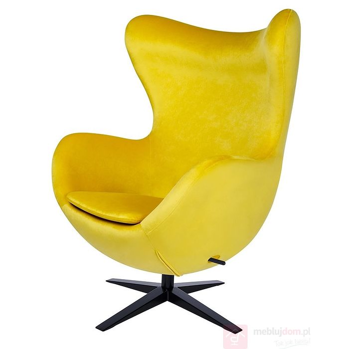 Fotel EGG SZEROKI VELVET BLACK żółty