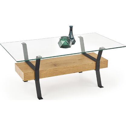 Ława MEROLA Halmar dąb złoty + szkło