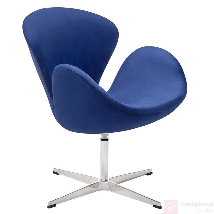 Fotel SWAN VELVET PREMIUM ciemny niebieski + chrom