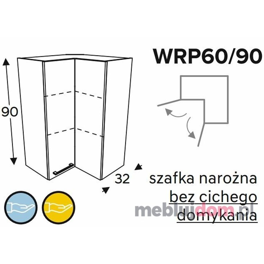 Szafka wisząca KAMMONO BLACK WRP60 90 narożna