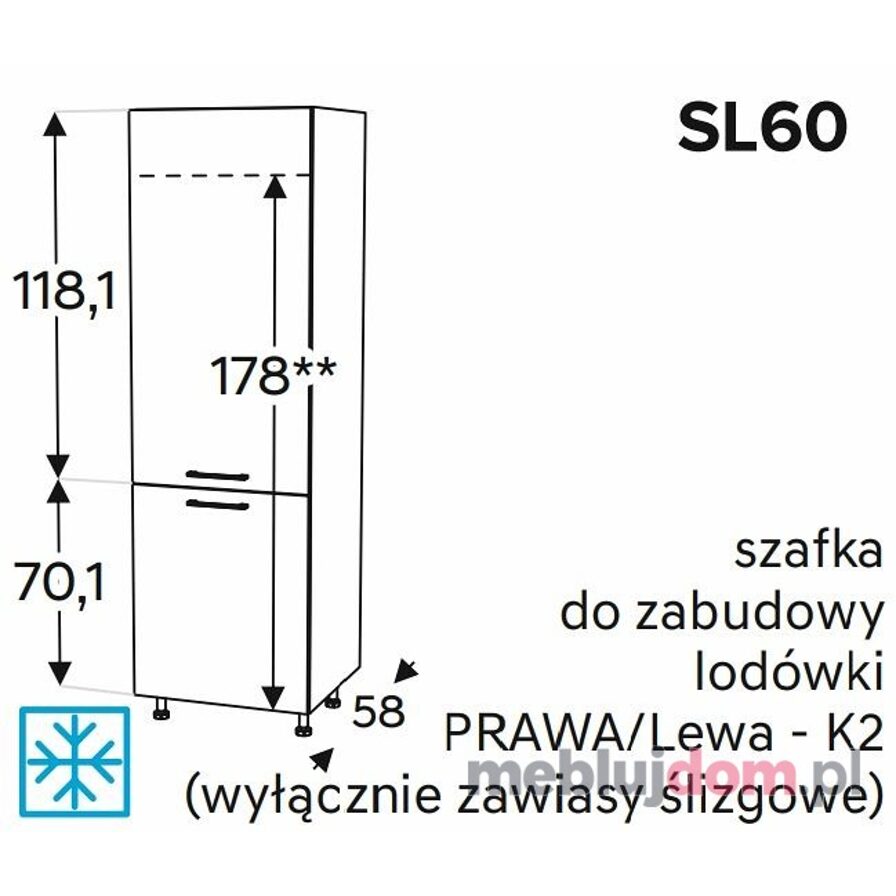 Szafka MONO SL 60 do zabudowy lodówki