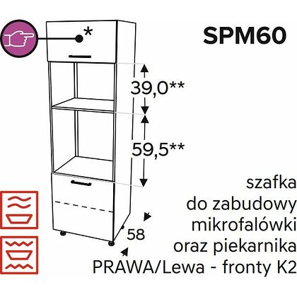 Szafka KAMMONO SPM 60 do zabudowy mikrofalówki i piekarnika